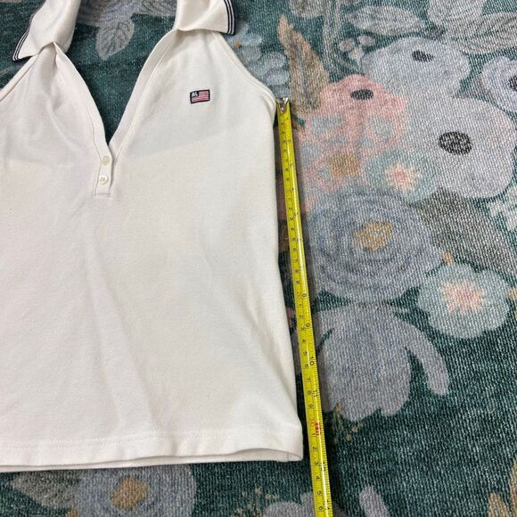 Vintage Polo Jeans Co. Ralph Lauren Top Womens White Halter Collared Crop Tennis - Picture 5 of 8